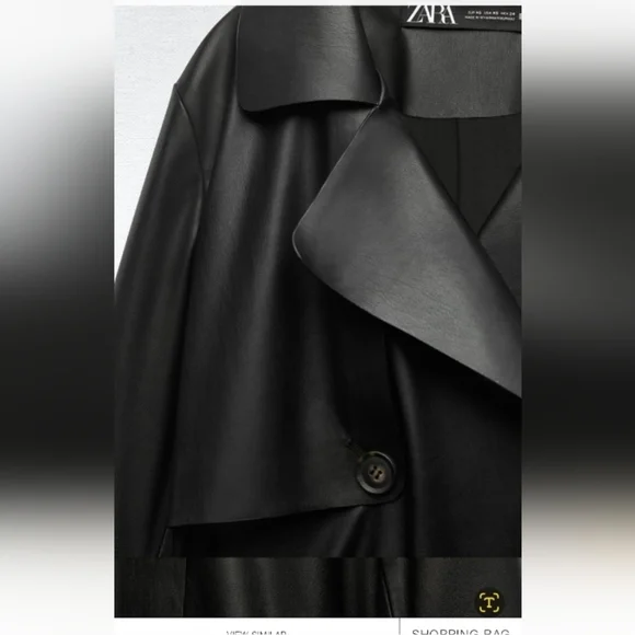 ZARA Double Breasted Faux Leather Trench Coat